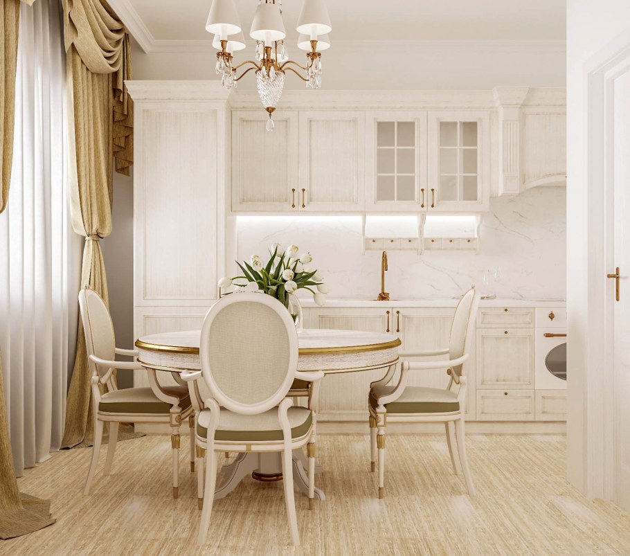 Обои для кухни в бежевых тонах