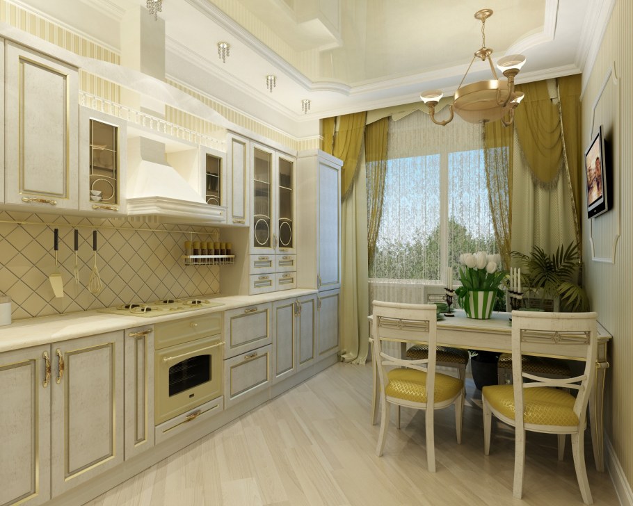 Кухня цвета слоновой кости в интерьере