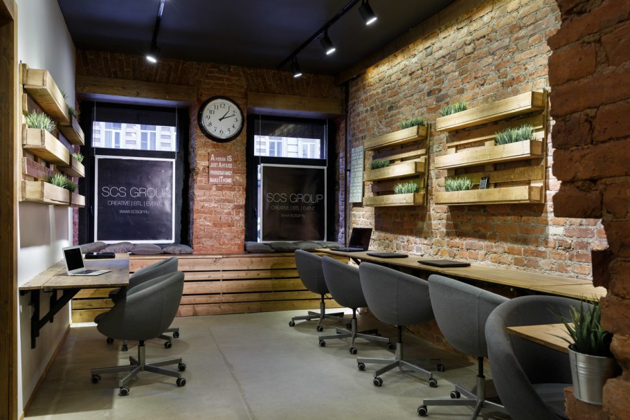 Шторы в кабинете лофт