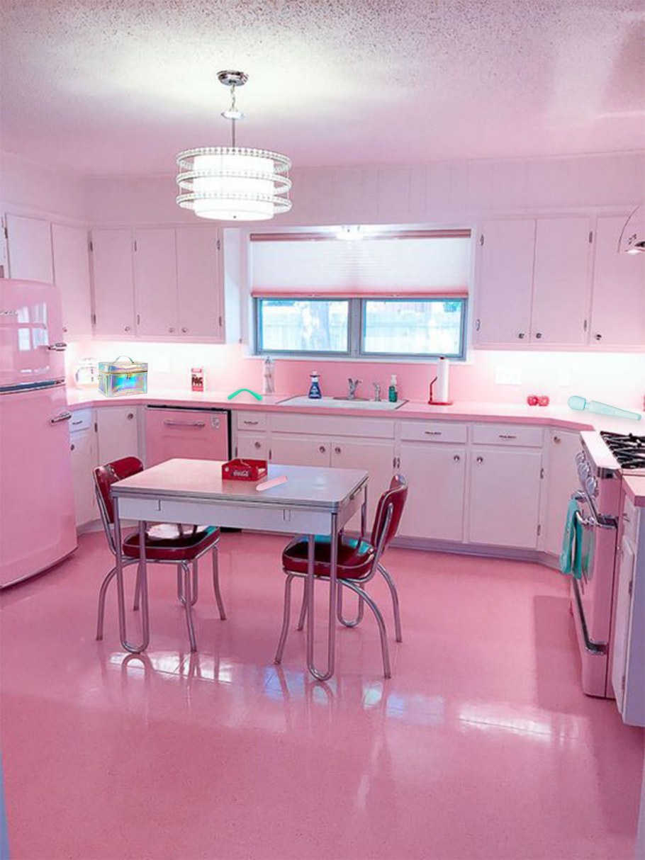 Кухня в розовом цвете