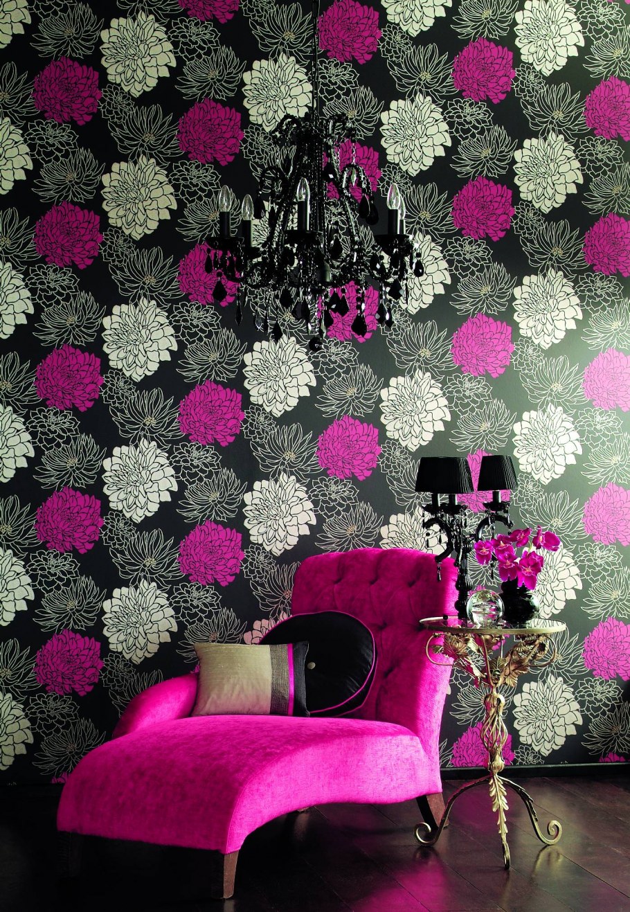 Черно розовые обои на стену