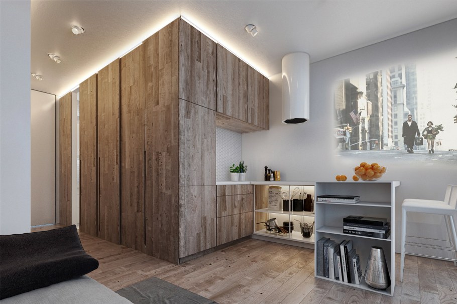 Интерьер квартиры студии 32 кв м