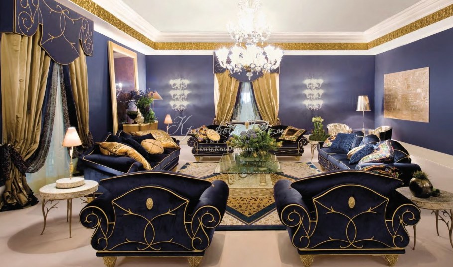 Барокко в интерьере синий