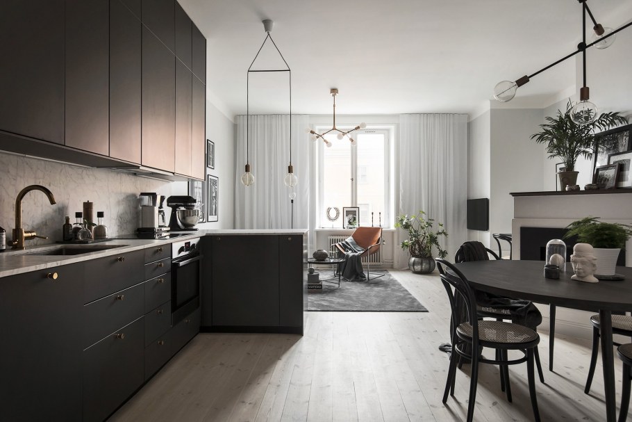 Кухня в скандинавском стиле темная серая