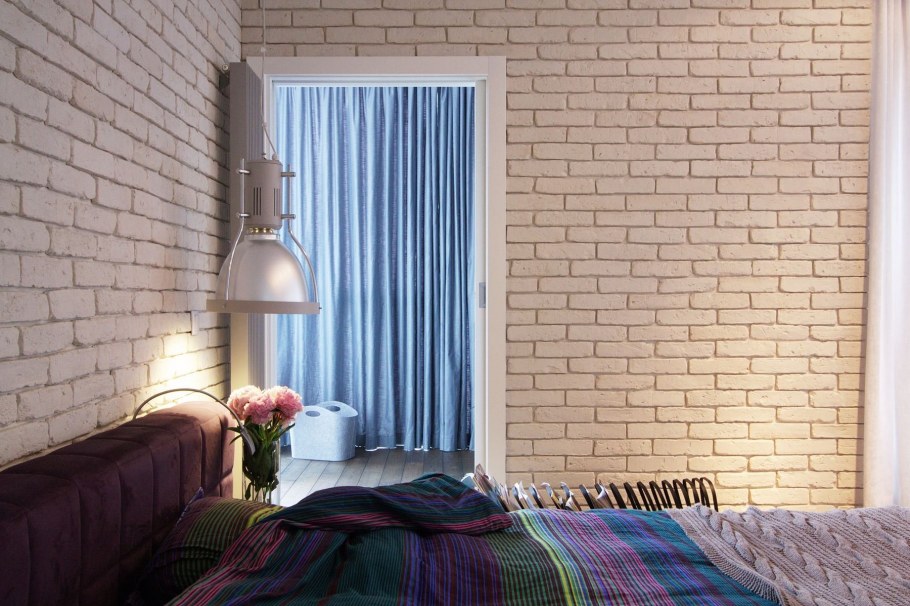 Кирпич крашенный в интерьере