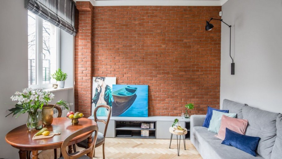 Крашеный кирпич в интерьере лофт