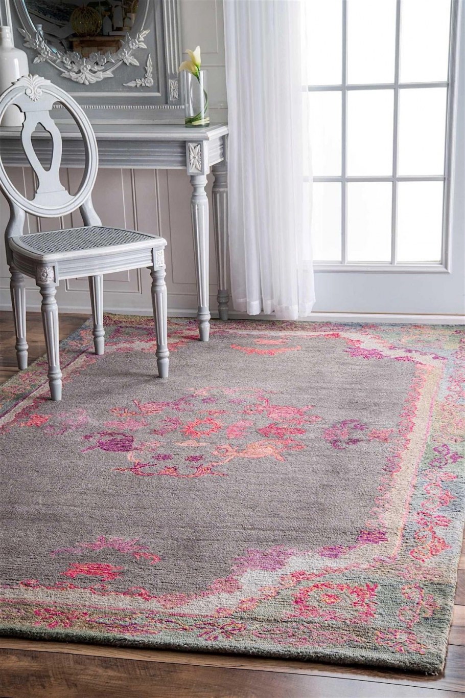 Безворсовый ковер розовый