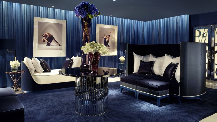 Темно синяя гостиная