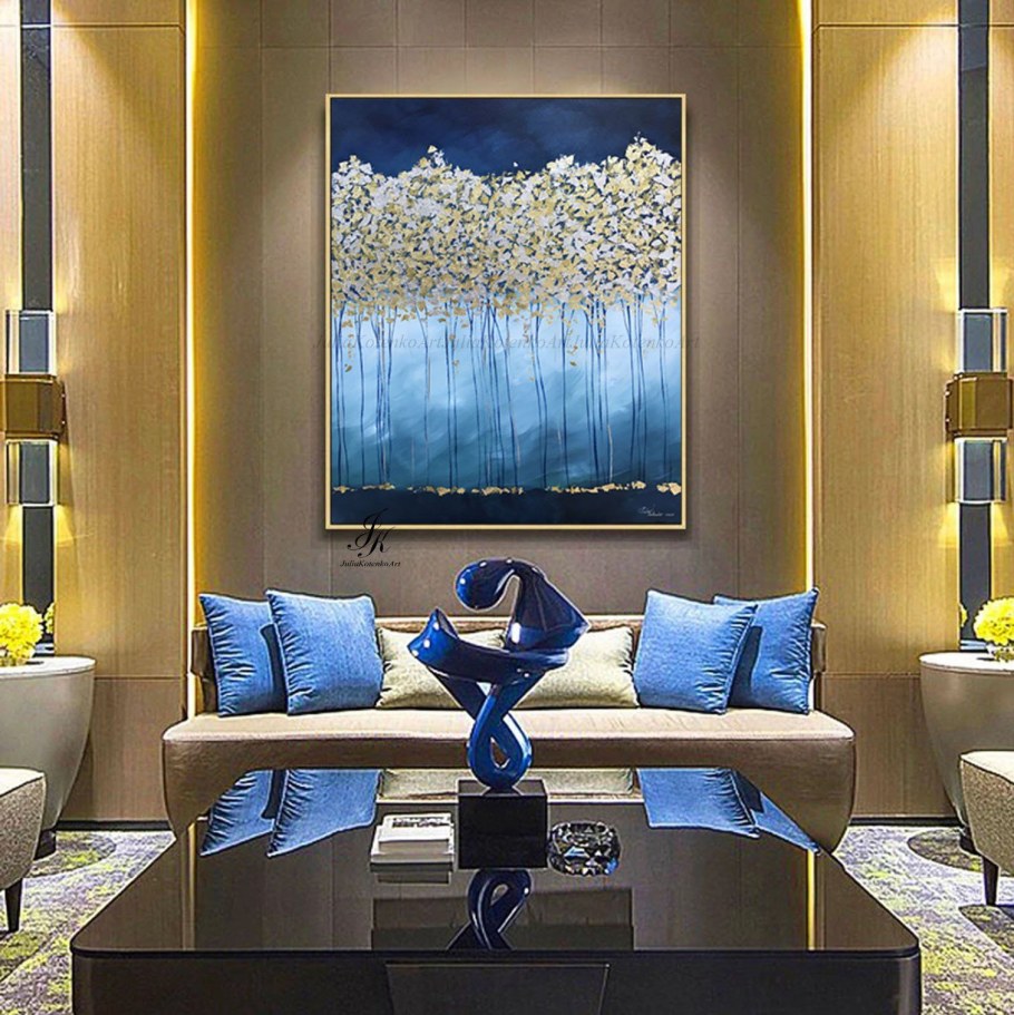 Синяя картина в интерьере