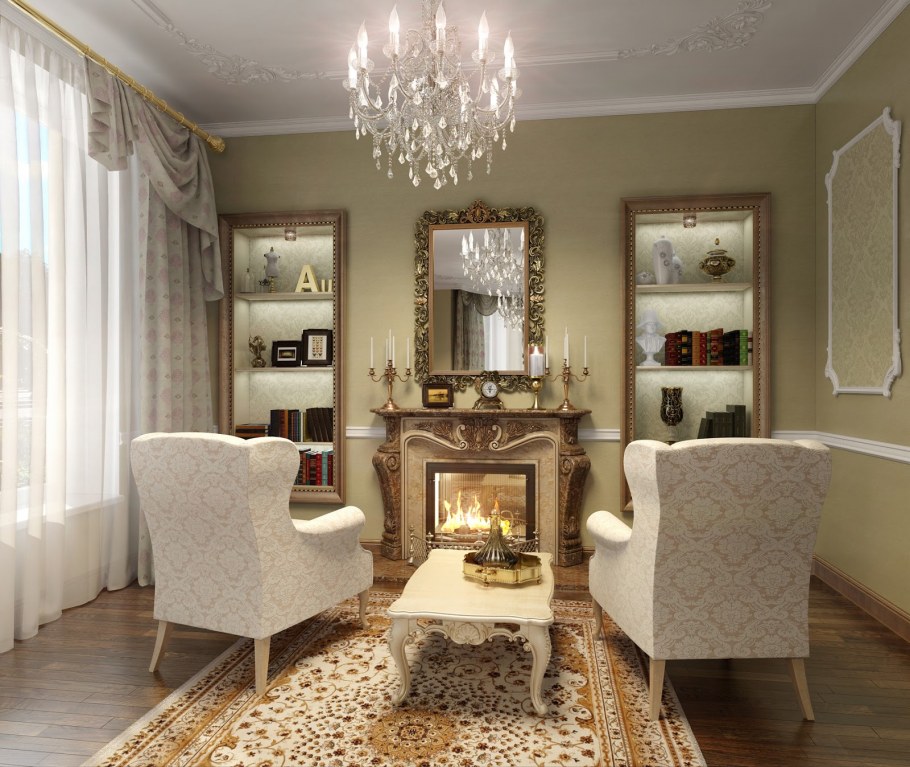 Интерьер светлый классика стена