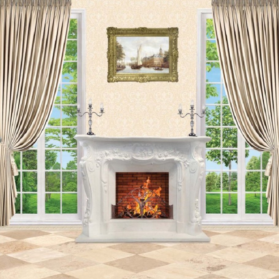 Фотообои стена с камином