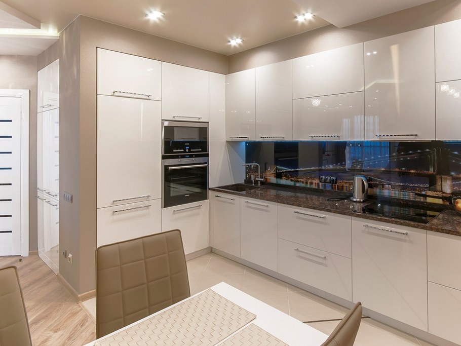 Кухня Модерн белая глянец