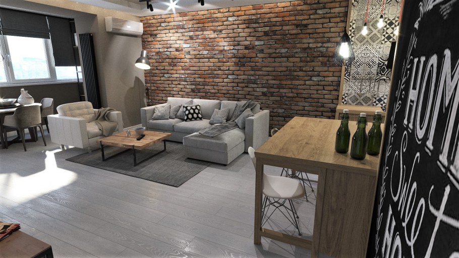 Лофт гостиная стимпанк