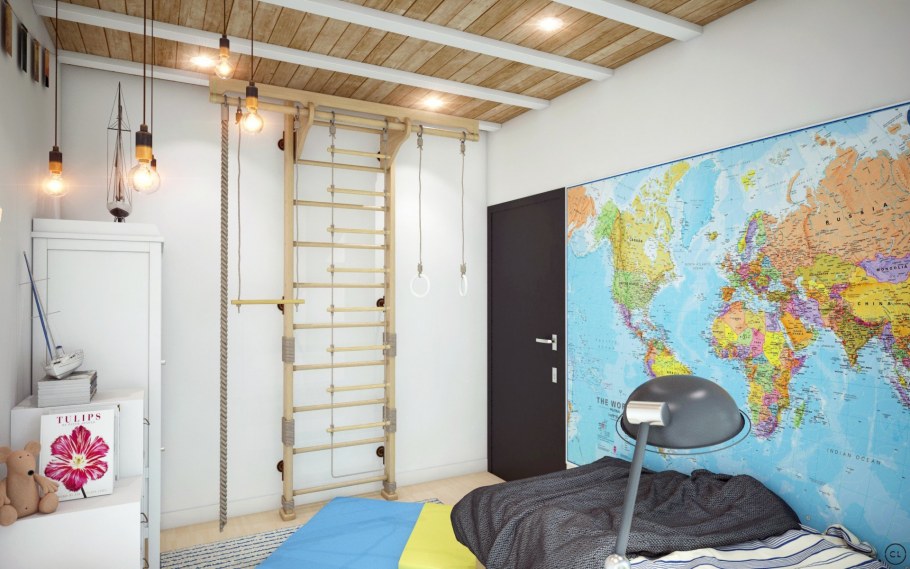 Потолок в стиле лофт в детской