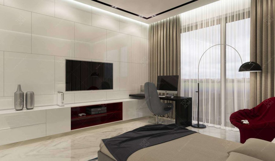 Евроремонт гостиная с компьютерным столом