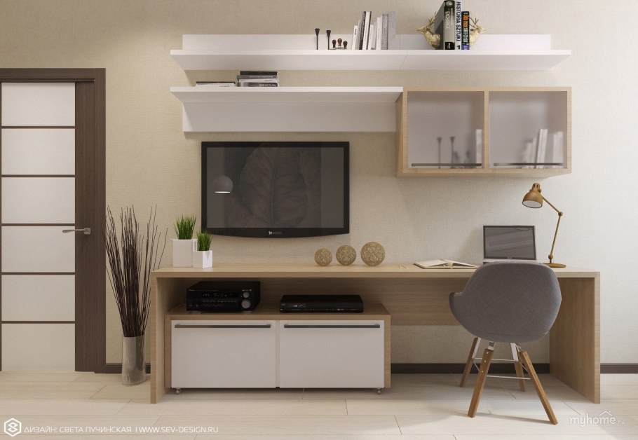 Гостиная с компьютерным столом