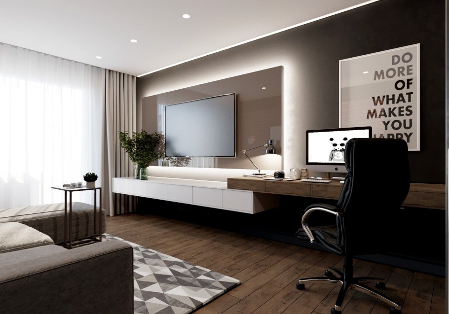 Стильная рабочая зона в спальне