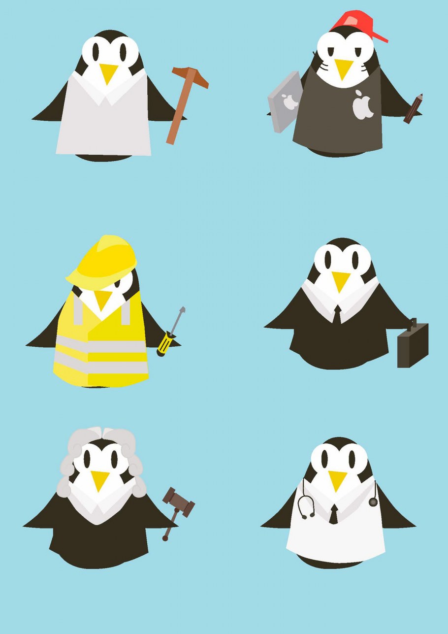 Наклейка на холодильник пингвины