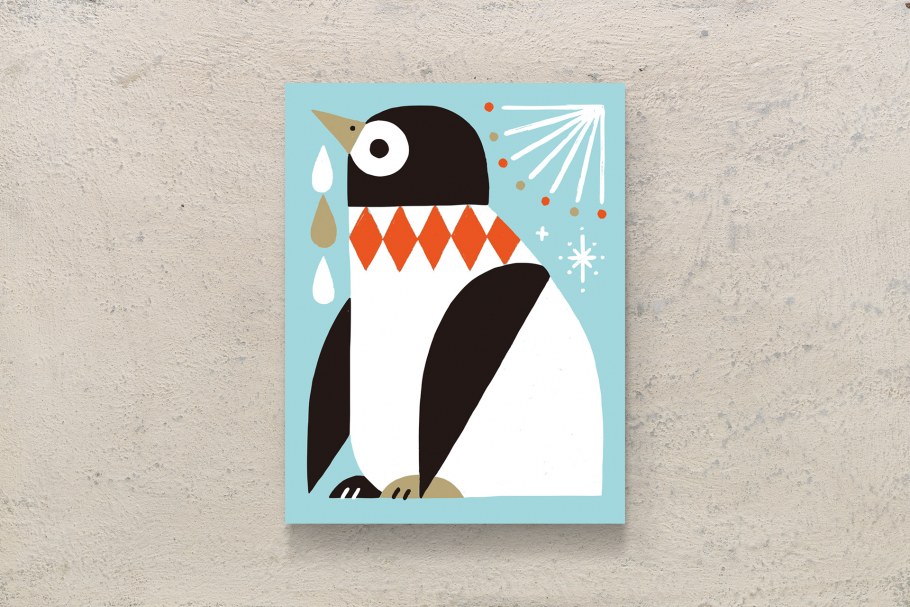 Императорский Пингвин на белом фоне