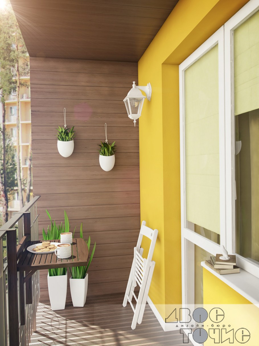 Балкон интерьер желтый