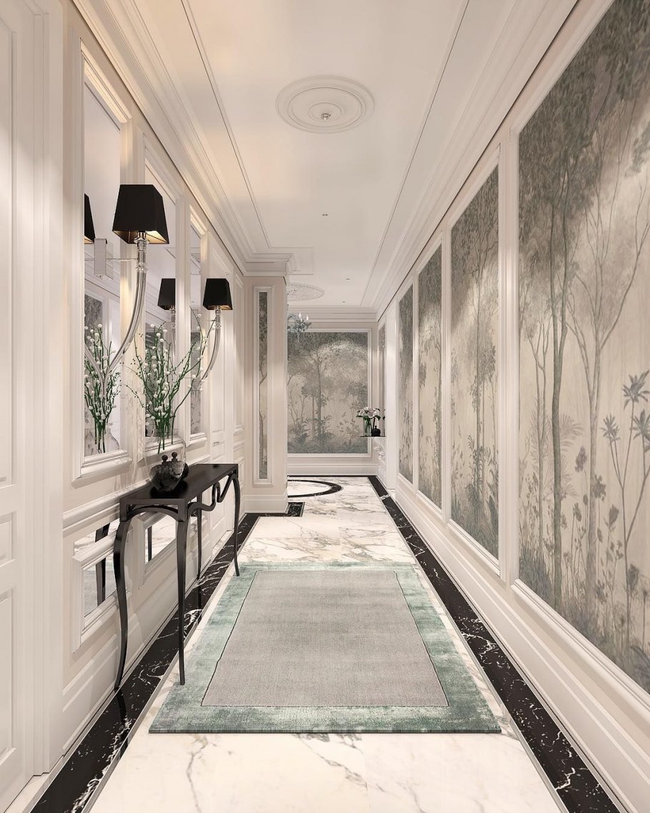 Серый мрамор в прихожей