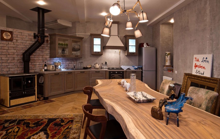 Брутальный стиль в интерьере кухня