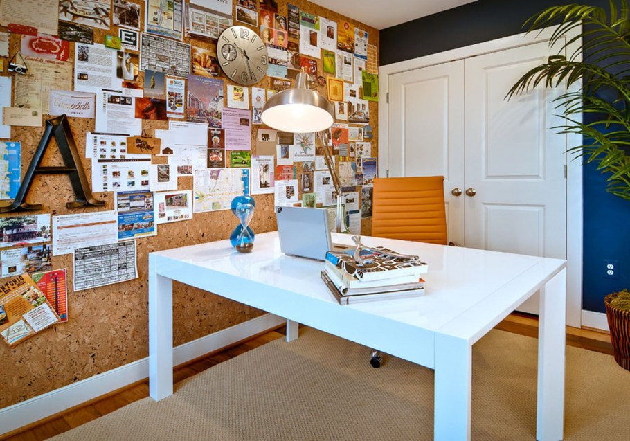 Пробковая доска на стену в интерьере