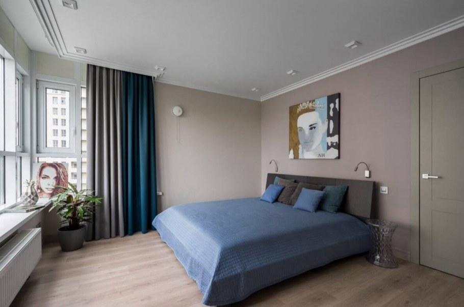 Спальня в голубых тонах