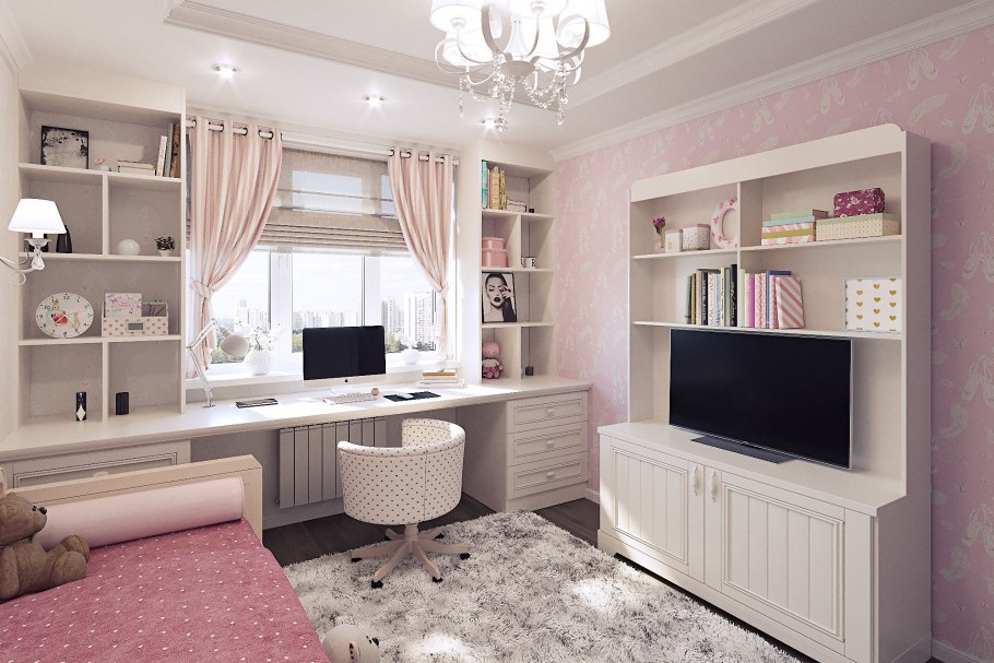 Комната школьника для девочки
