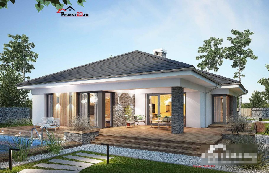 Одноэтажный дом 120кв с террасой