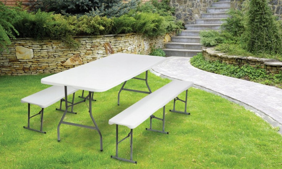 Набор: стол складной и 2 складные скамьи в113