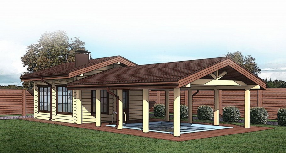 Баня с беседкой и барбекю под 1 крышей проекты