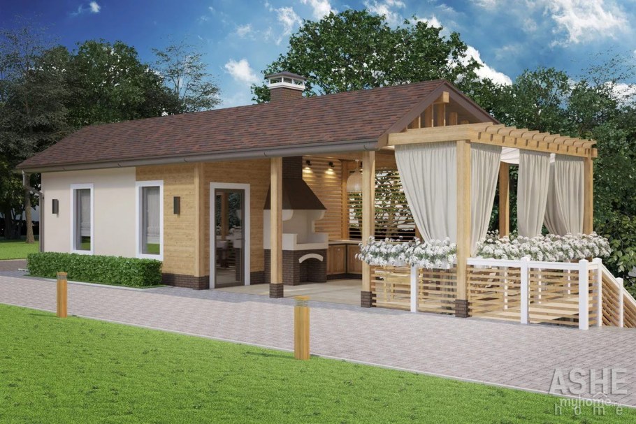 Баня беседка барбекю сарай под одной крышей