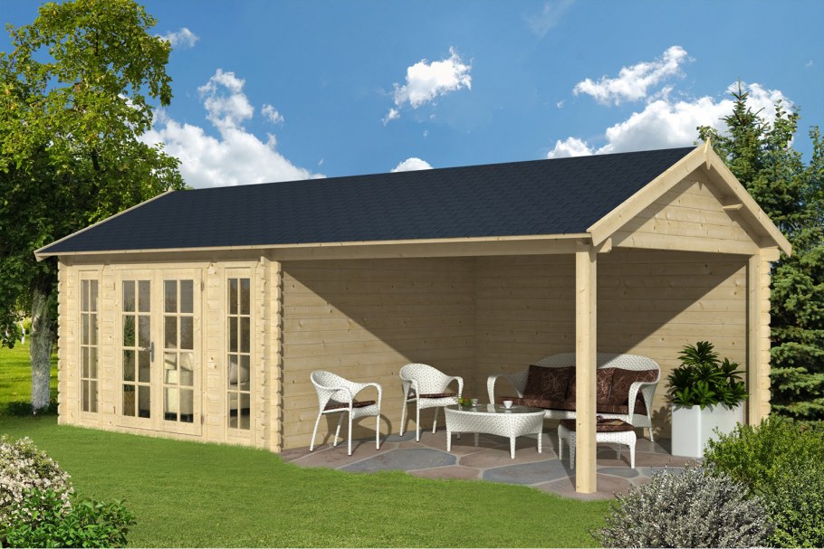 Гараж с террасой под одной крышей