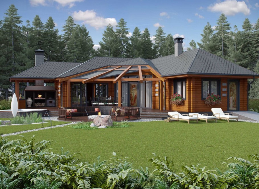 Баня с беседкой