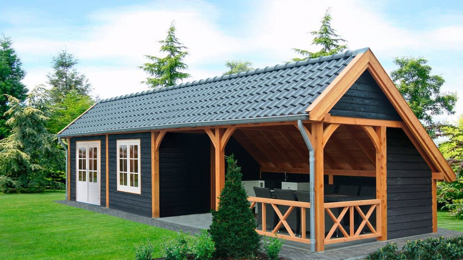 Гараж с беседкой