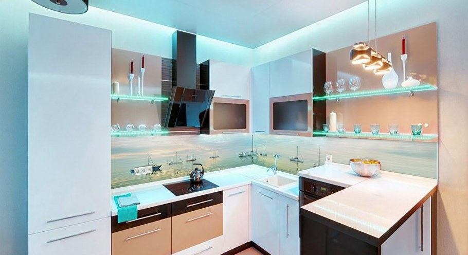 Стеклянный фартук для кухни