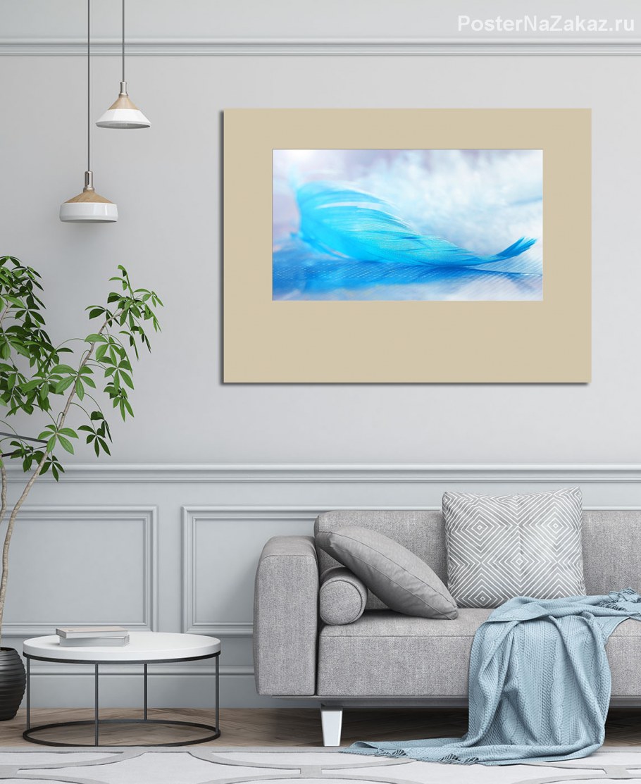 Голубая картина в интерьере