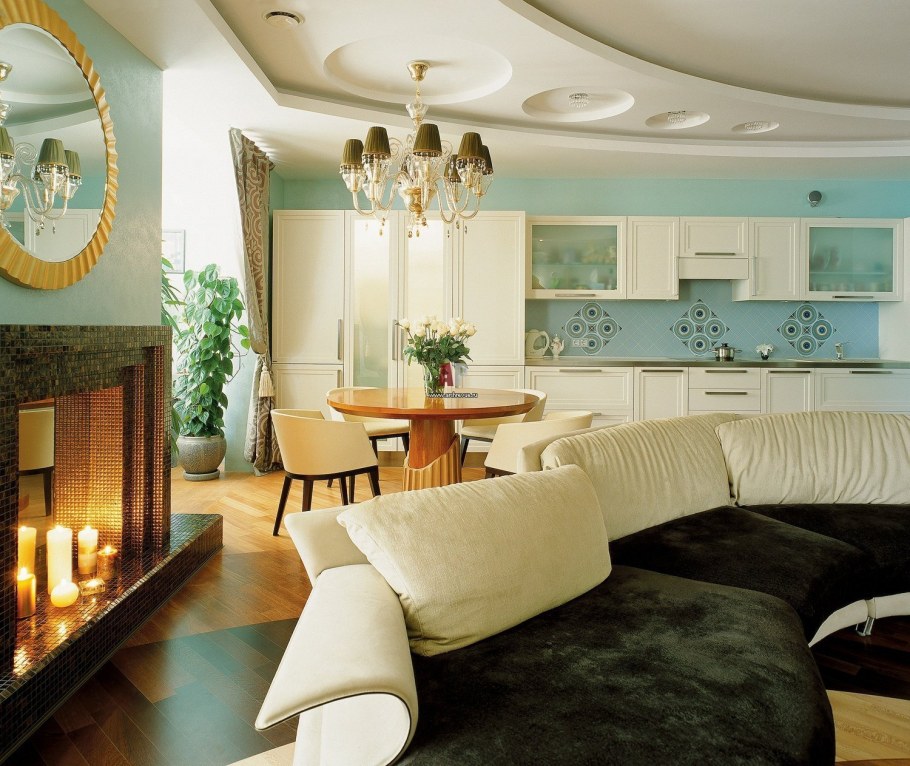 Шикарные гостиные с кухней
