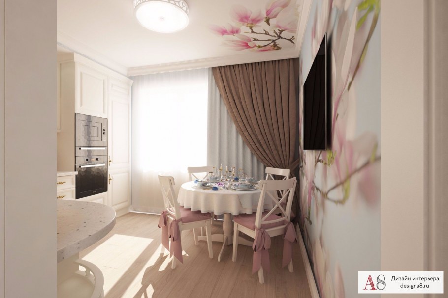 Интерьер кухни однокомнатной квартиры 40 кв.м