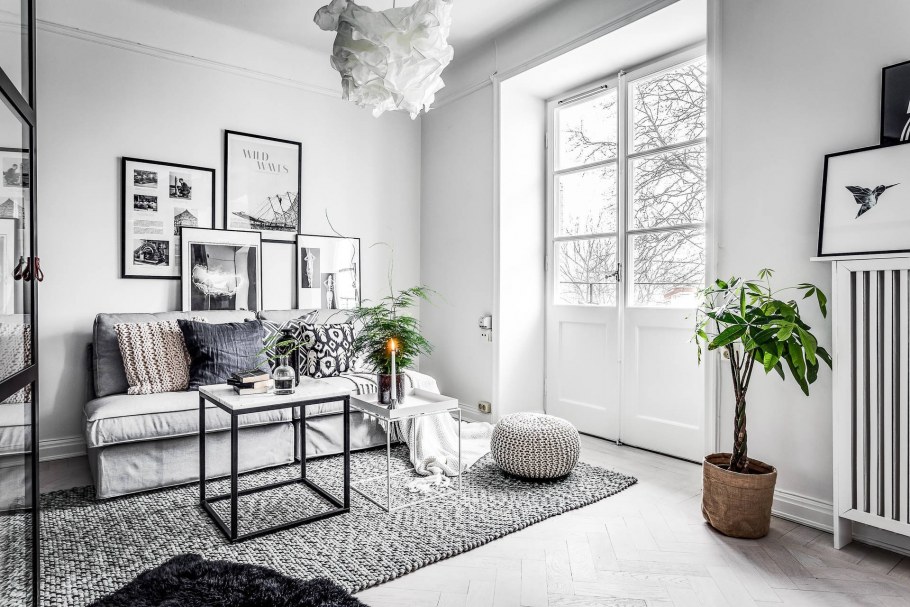 Зеркало в гостиной интерьер в скандинавском стиле