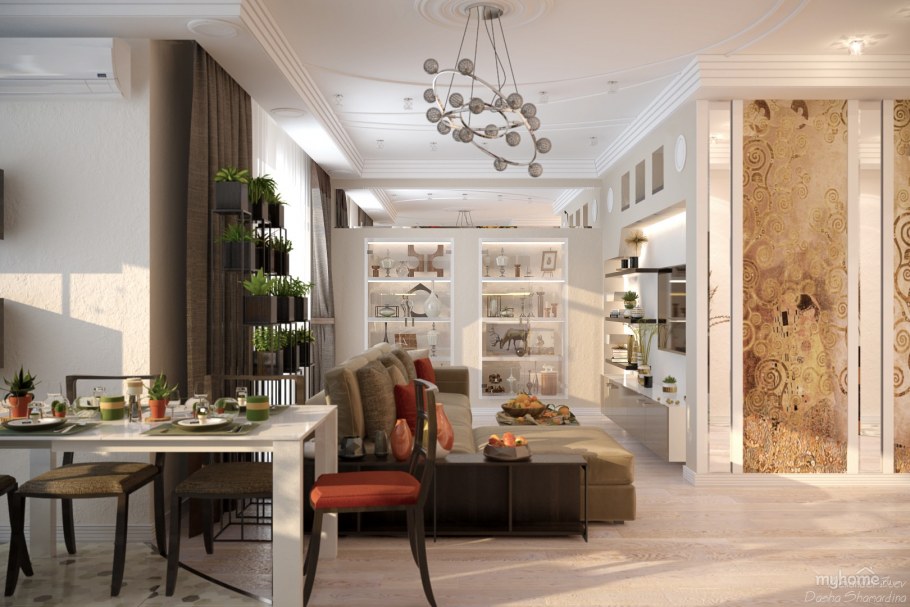 Шикарная кухня в квартире вечер