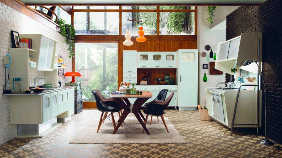 Интерьер кухни в стиле 60х Америка