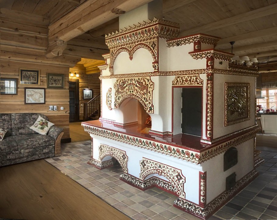 Изразцовая русская печь с лежанкой