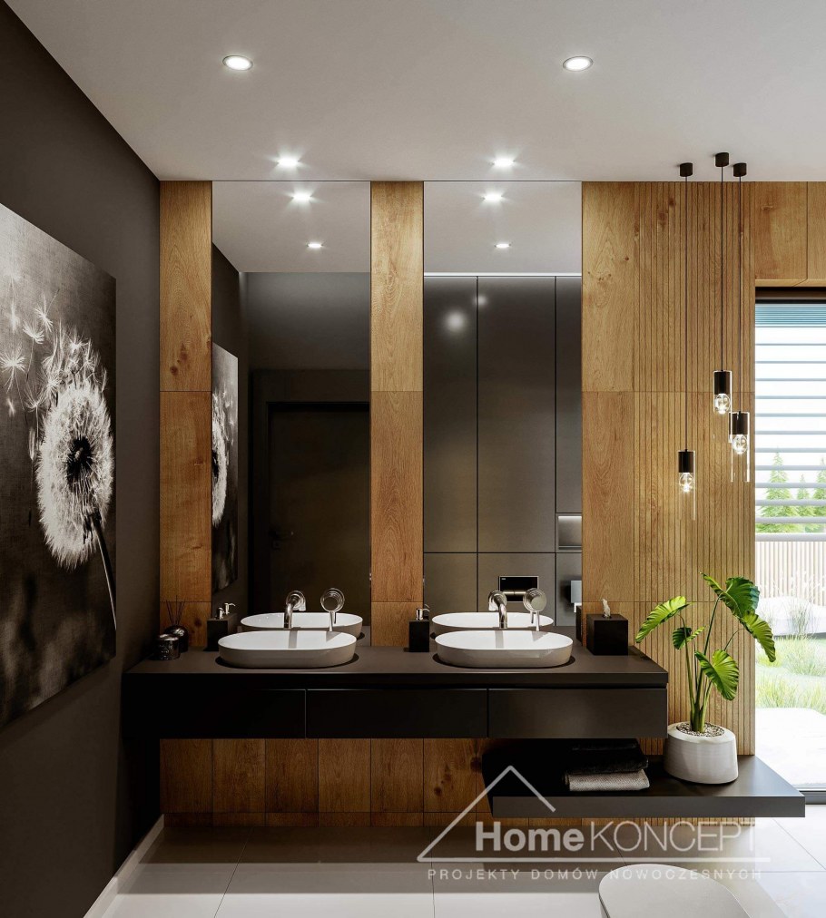 Ванная бетон и дерево