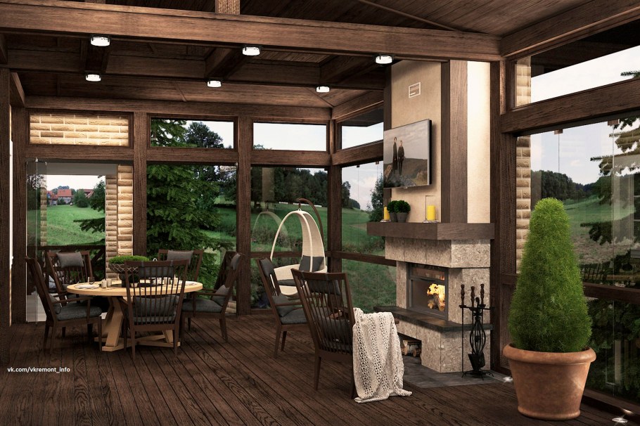 Остеклённые беседки с мангалом барбекю