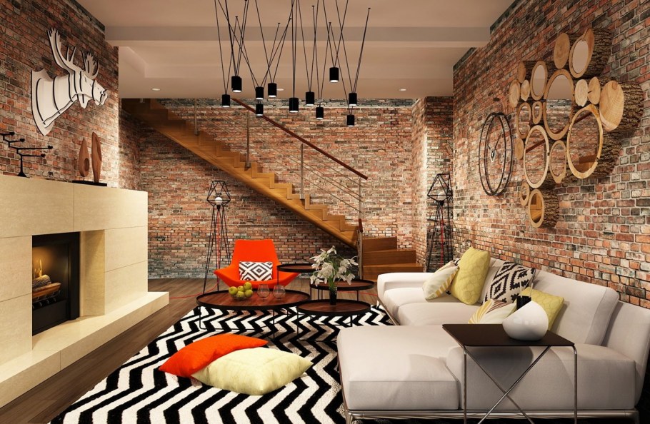 Loft Interior Design кирпич