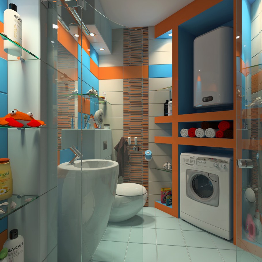 Туалет в квартире в скандинавском стиле