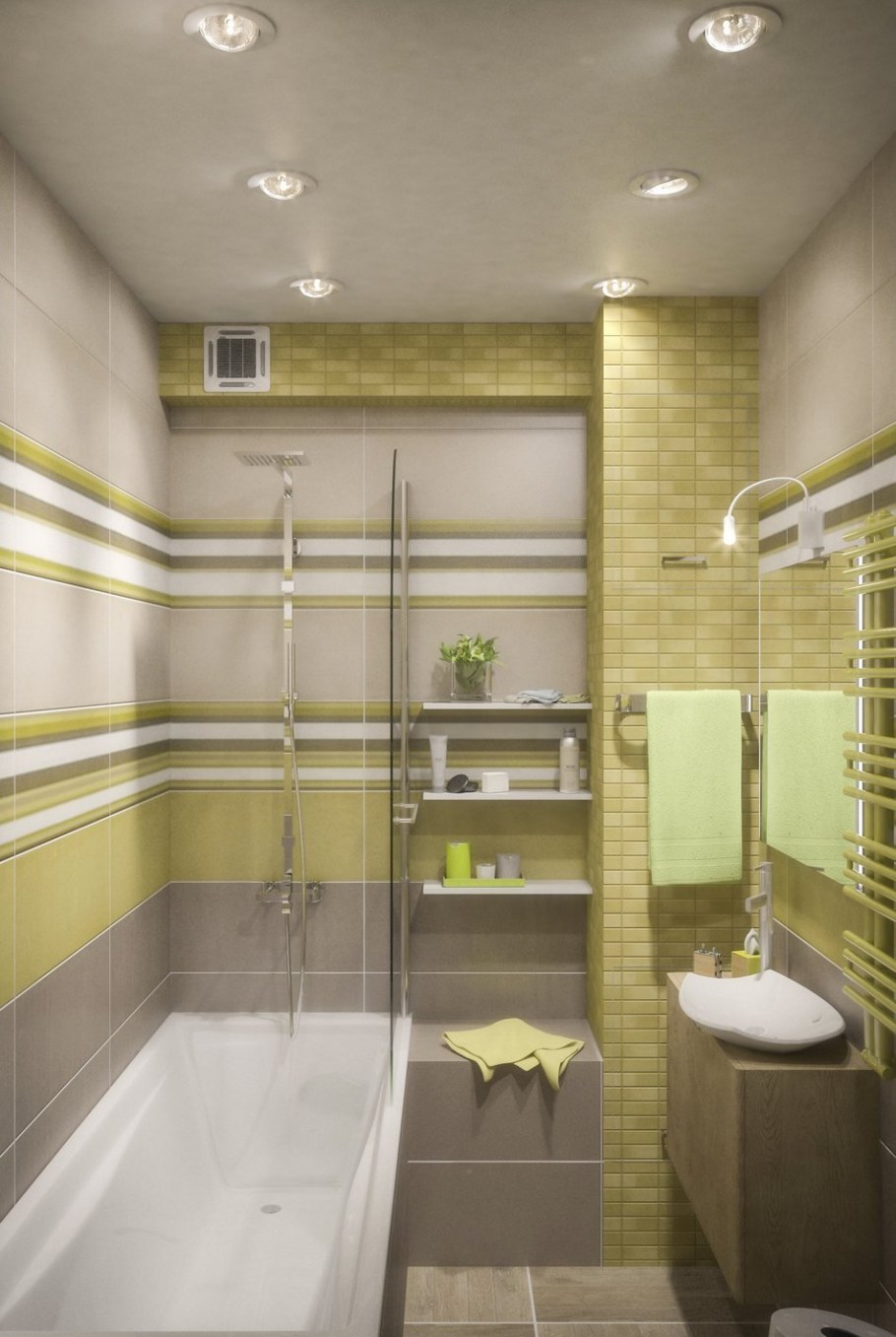 Интерьер ванной комнаты совмещенной с туалетом