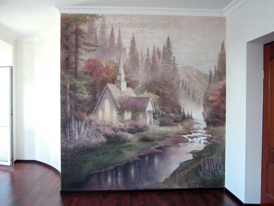 Пейзаж в интерьере на стене